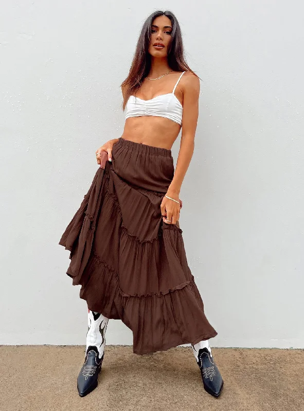 Clothes For Woman Miriah Maxi Skirt Brown