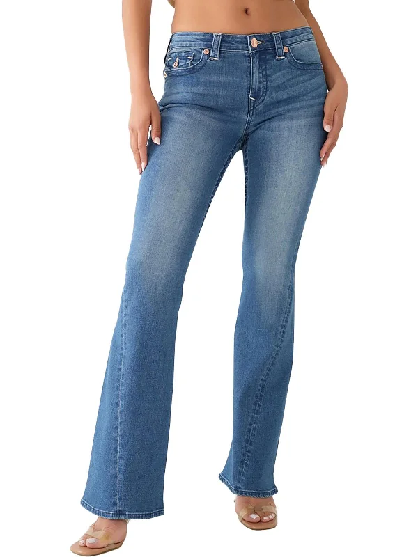 Women's Seasonal Garments Joey Womens Mid-Rise Medium Wash Flare Jeans