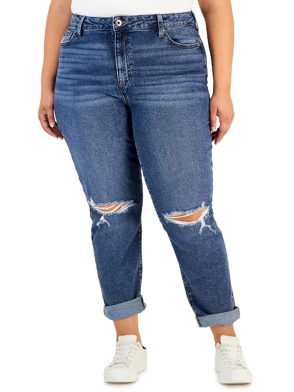 Women's Clothes And Garments Plus Womens Cuffed High Rise Mom Jeans