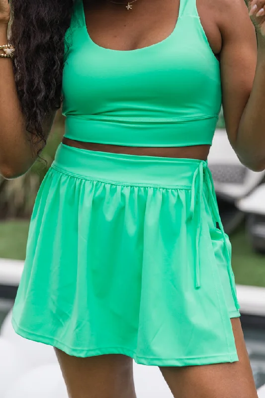 Women's Vintage-Inspired Clothing Life On The Go Lime Wrap Active Mini Skort FINAL SALE