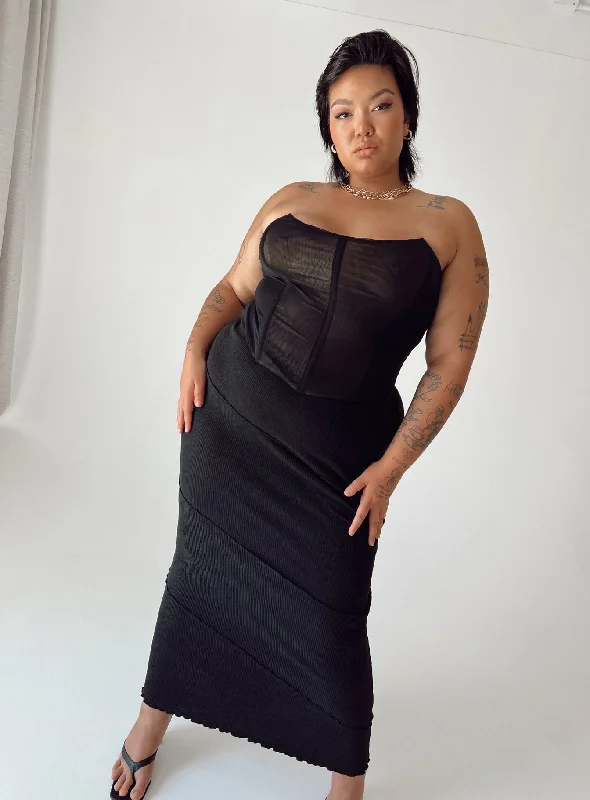 Women's Clothing Oscar Maxi Skirt Black Curve