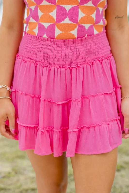 Sale For Women Through The Garden Pink Solid Mini Skort FINAL SALE