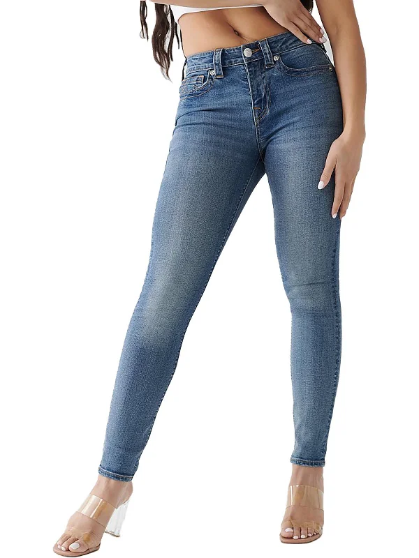 Women's Elegant Garments Jennie Curvy Womens Mid-Rise Medium Wash Skinny Jeans