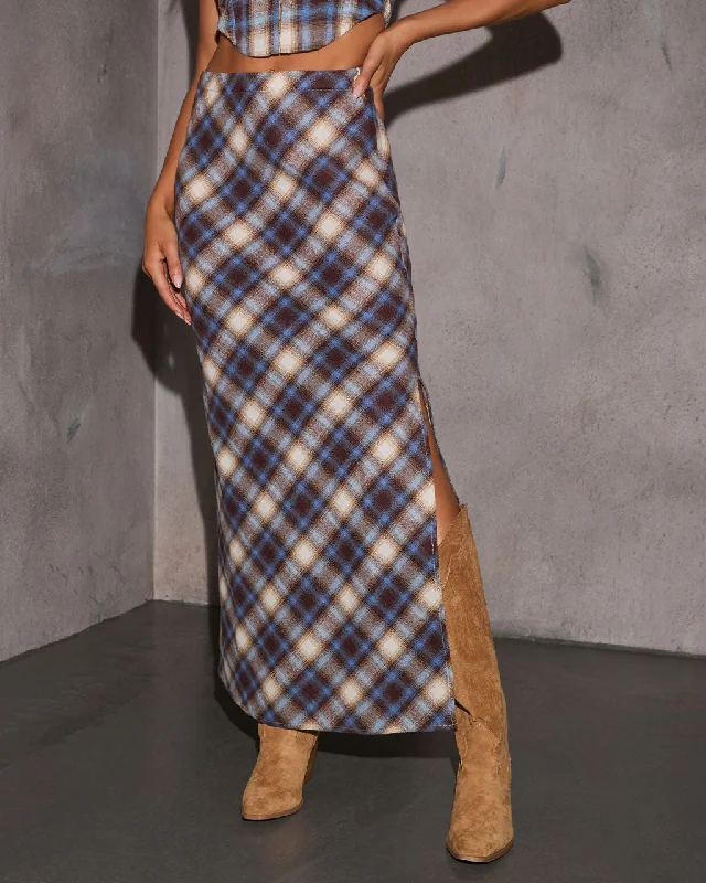 Seasonal Women's Fashion Trends Gaia Plaid Maxi Skirt