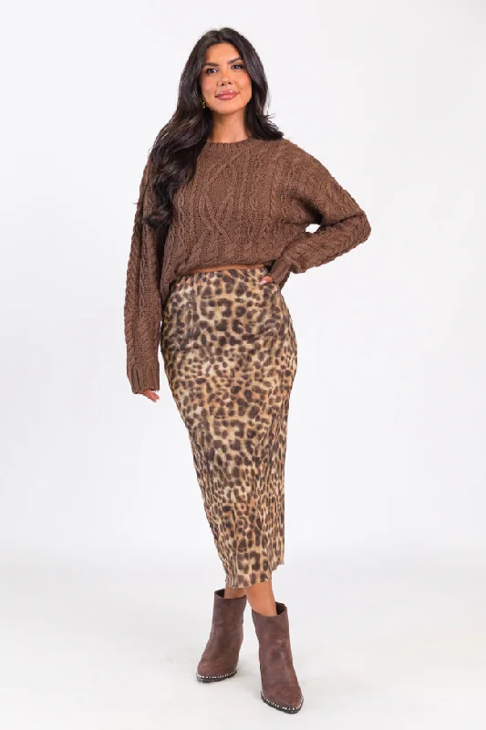 Best Online Clothing Boutiques Fierce Love Leopard Knit Midi Skirt