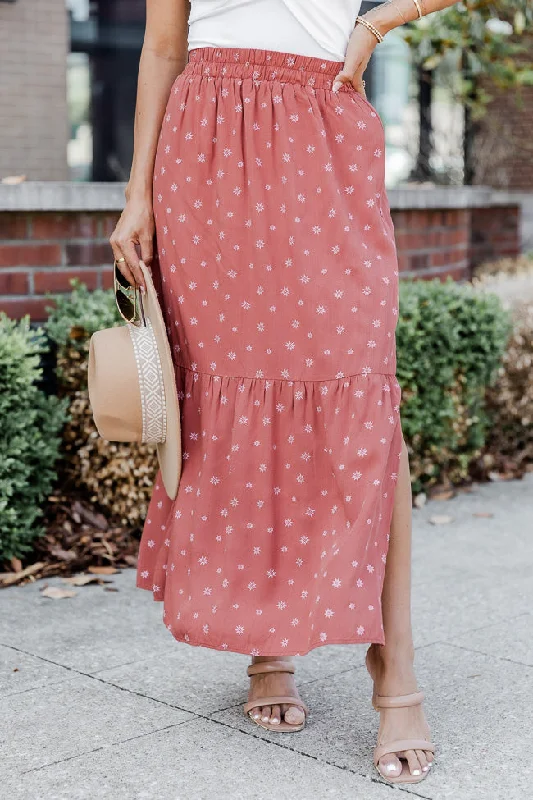 Holiday Special Offers A Beautiful Day Rust Printed Maxi Skirt FINAL SALE