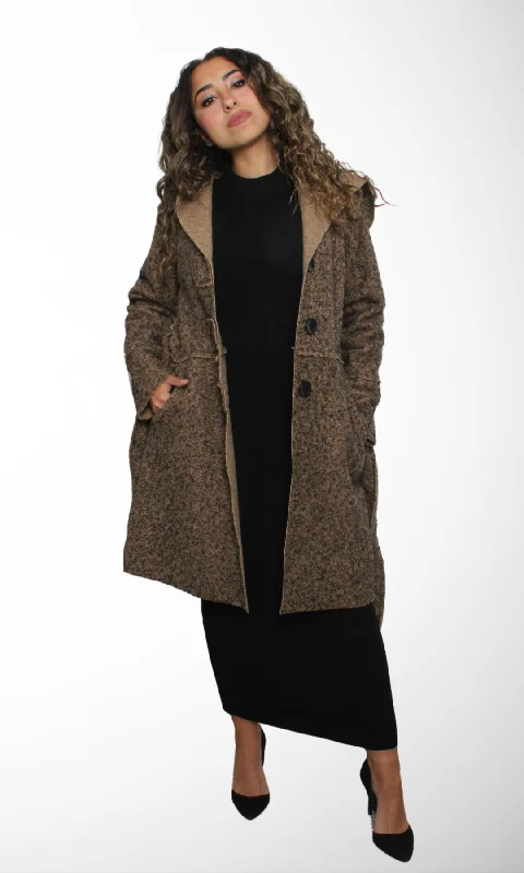 Modern Women's Outfit Women Belted Coat (Black & Brown)