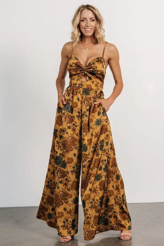 Online Boutiques Clothing Khloe Wide Leg Jumpsuit | Gold Multi