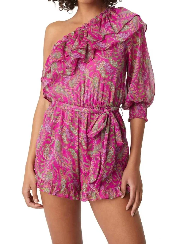 Women's Everyday Clothes Vala Romper In Fuchsia Paisley