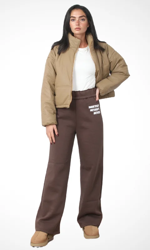 Women's Fashion Clothing Women Cropped Puffer Jacket (Café)