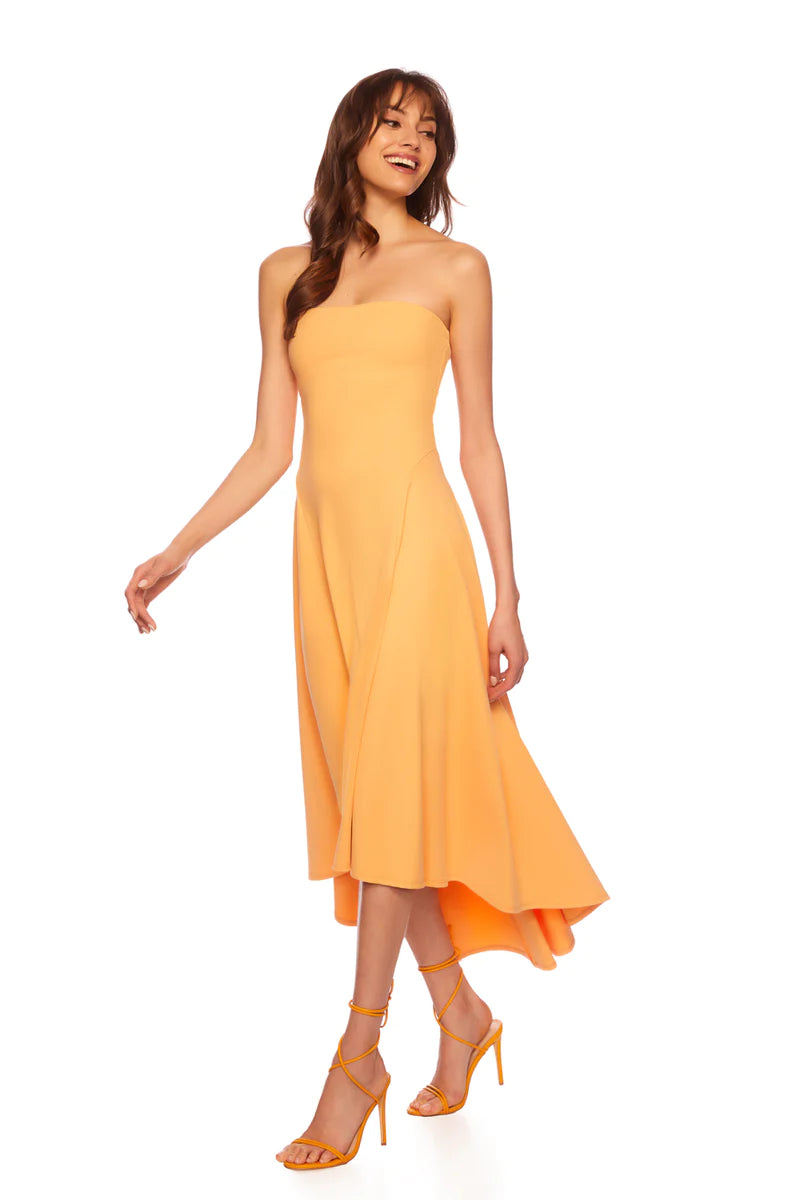 Luxe Women's Fashion Strapless High Low Dress - Cantaloupe