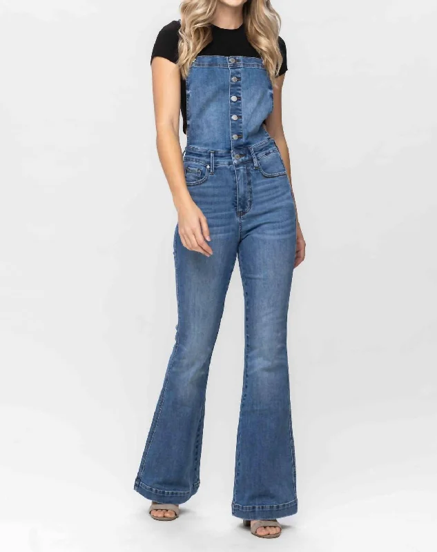 Women's Trendy Clothes Flared Overalls In Blue