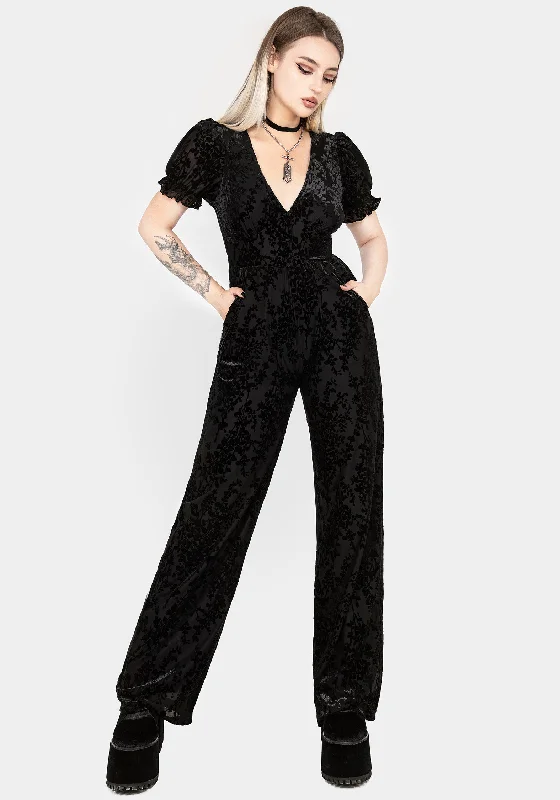 Women's Holiday Apparel Lilias Devoré Velour Mesh Jumpsuit