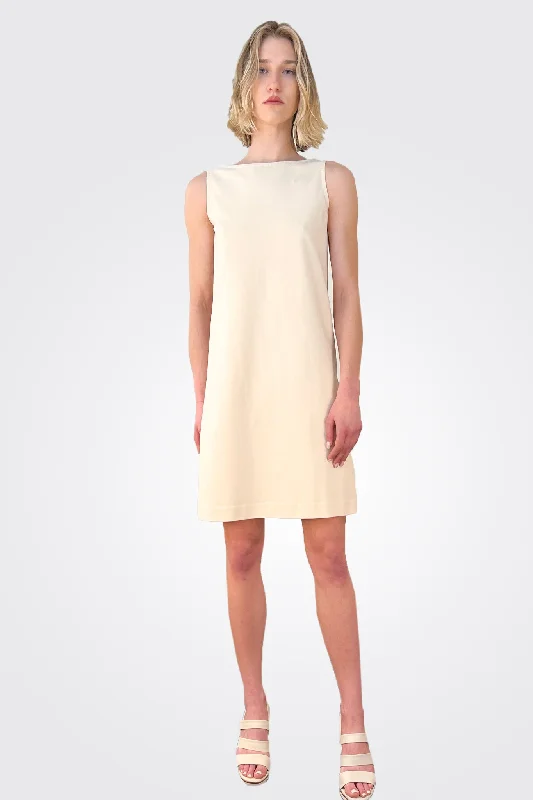 Women's Travel Garments Boat Neck Cotton Blend Dress - Sugar