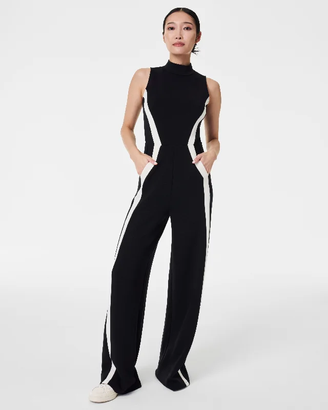 Women's Everyday Apparel SPANX® AirEssentials Mockneck Striped Track Jumpsuit