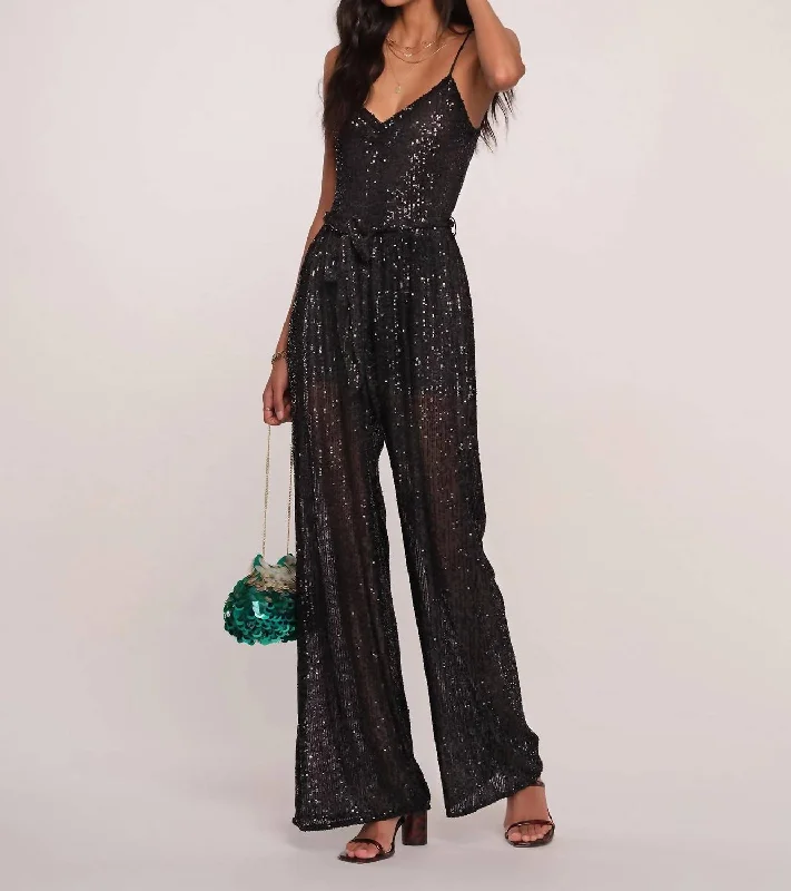 Women's High-Fashion Clothes Emet Sequin Jumpsuit In Black