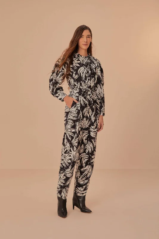 Women Wear Boutique Black Bossa Banana Long Sleeve Jumpsuit