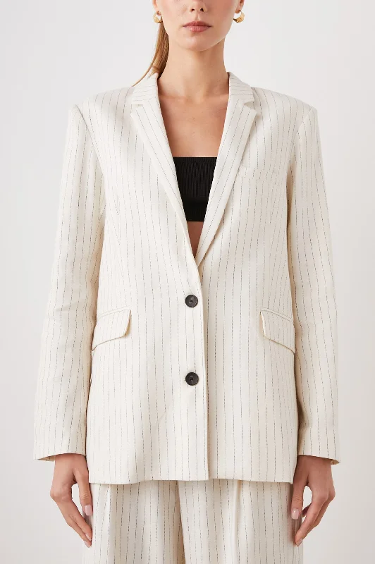 Women's Chic Outfit STANTON BLAZER - IVORY PINSTRIPE