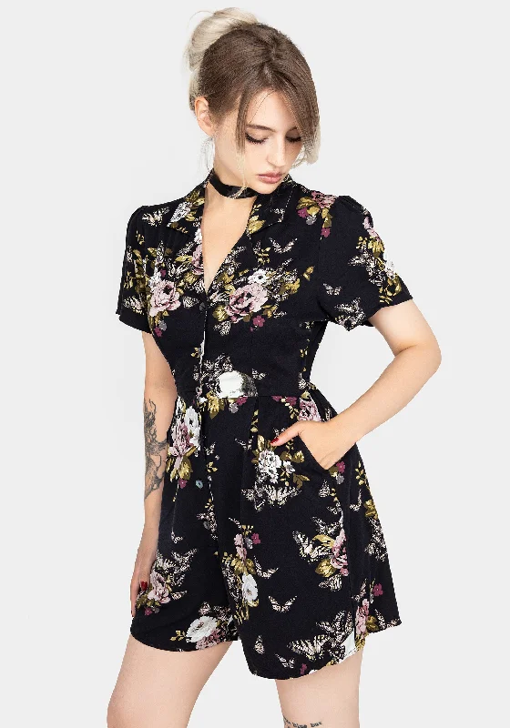 Women's Vintage Garments Revival Floral Button Up Playsuit