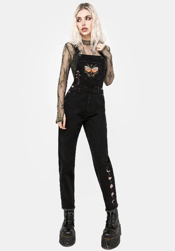 Women's Casual Garments Griffinfly Embroidered Distressed Denim Dungarees