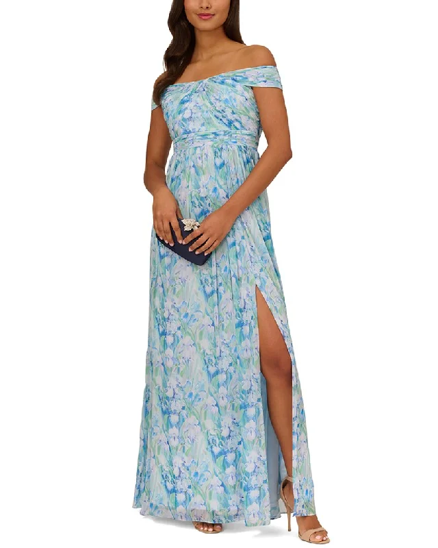 Women's Luxury Garments Adrianna Papell Soft Off The Shoulder Maxi Dress