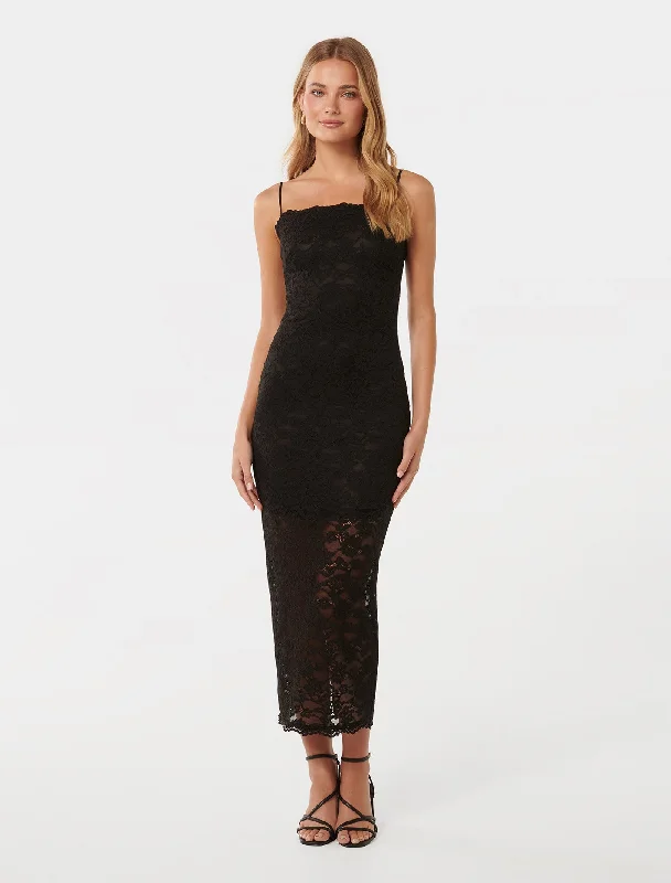 Shop Ladies Clothes Angelica Lace Bodycon Midi Dress