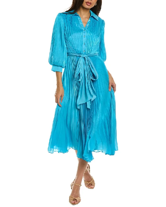 Women's High-End Clothing Badgley Mischka Shiny Chiffon Shirtdress