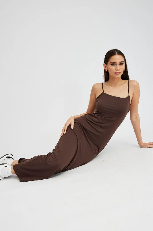 Chic Women's Outfit Ideas Brown Supersoft Maxi Dress Sleeveless