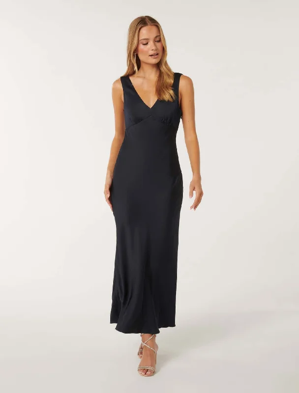 Formal Attire For Women Cameron V Neck Satin Maxi Dress