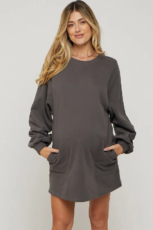 Women's Clothing Online Sale Charcoal Ultra Soft Maternity Sweatshirt Dress