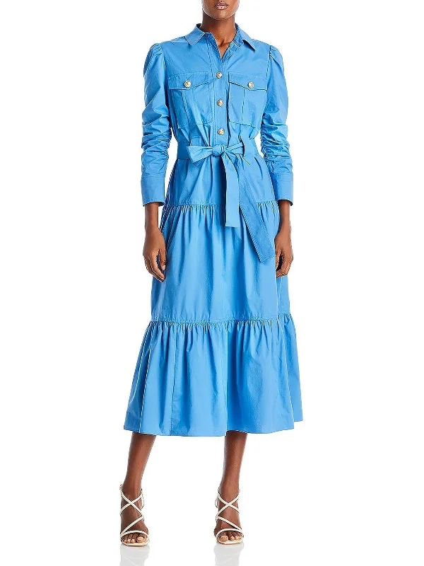 Women's Wardrobe Apparel Donna Womens Tiered Collared Shirtdress