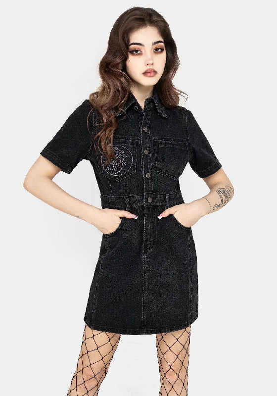 Women's Chic Outerwear Outfit Invictus Denim Mini Shirt Dress