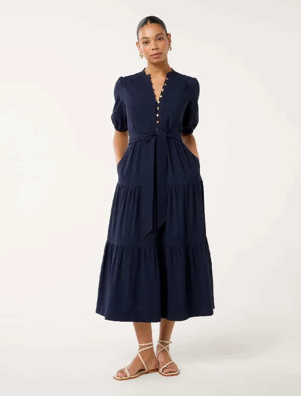 Women's Travel Attire Leona Tiered Midi Dress