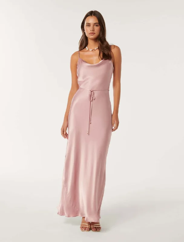 VIP Member Discount Lucy Satin Cowl Maxi Dress