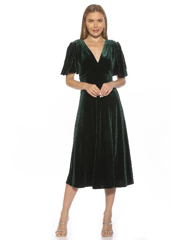 Stylish Women's Garments Nola Velvet Midi Dress