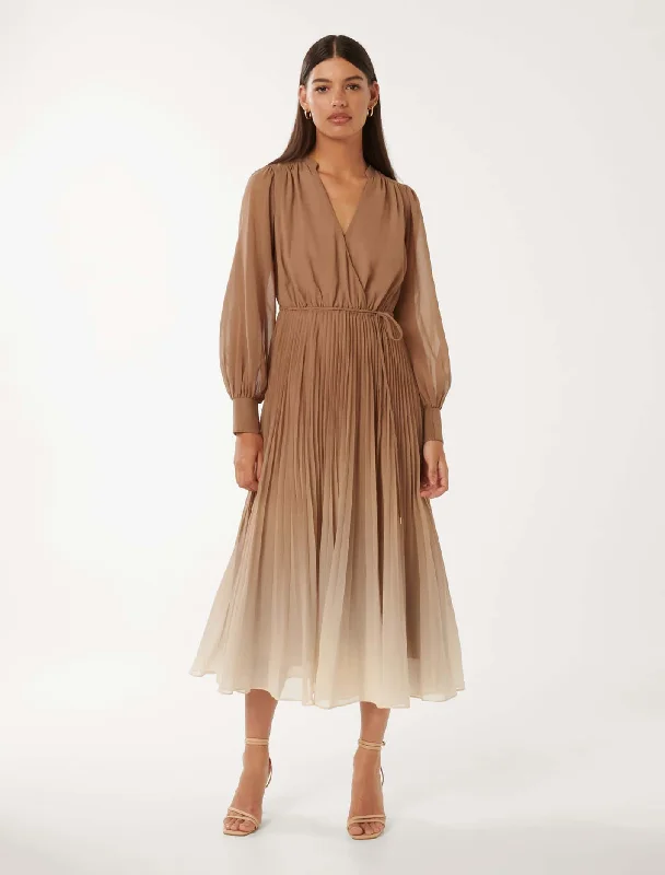 Women's Casual Wear Clothes Saskia Pleat Wrap Midi Dress