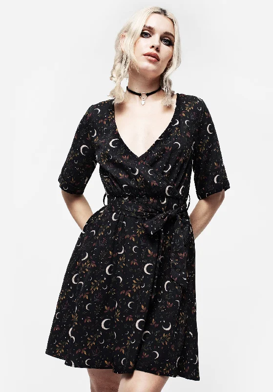 Women's Elegant Garments Sickle Moon Mini Wrap Dress