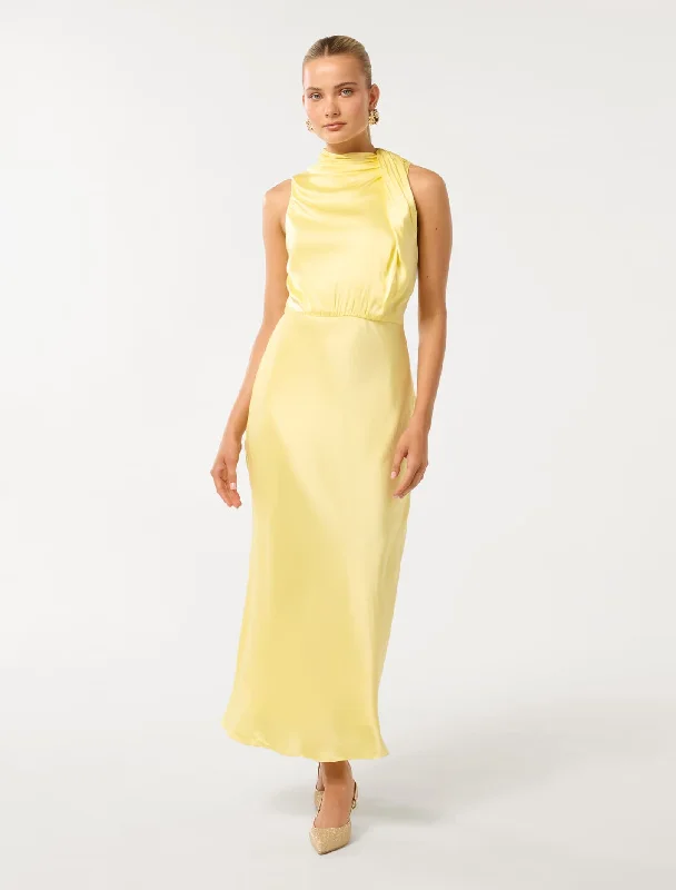 Online Clothing Stores Sienna High Neck Satin Maxi Dress