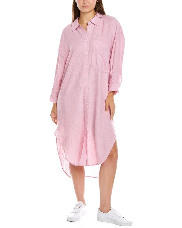 Women's Plus-Size Apparel Vince Camuto Linen-Blend Shirtdress