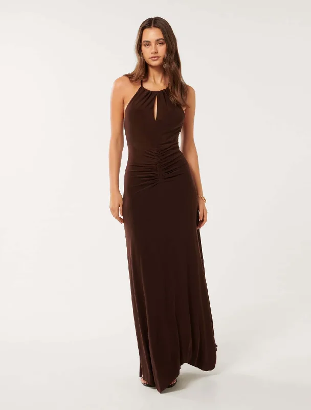 Online Boutiques Affordable Whitney Gathered Midi Dress