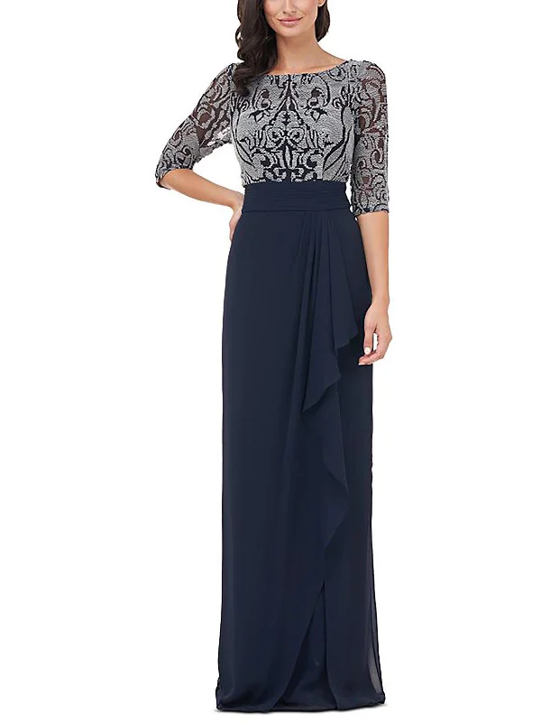 Modern Women's Apparel Womens Embellished Draped Evening Dress