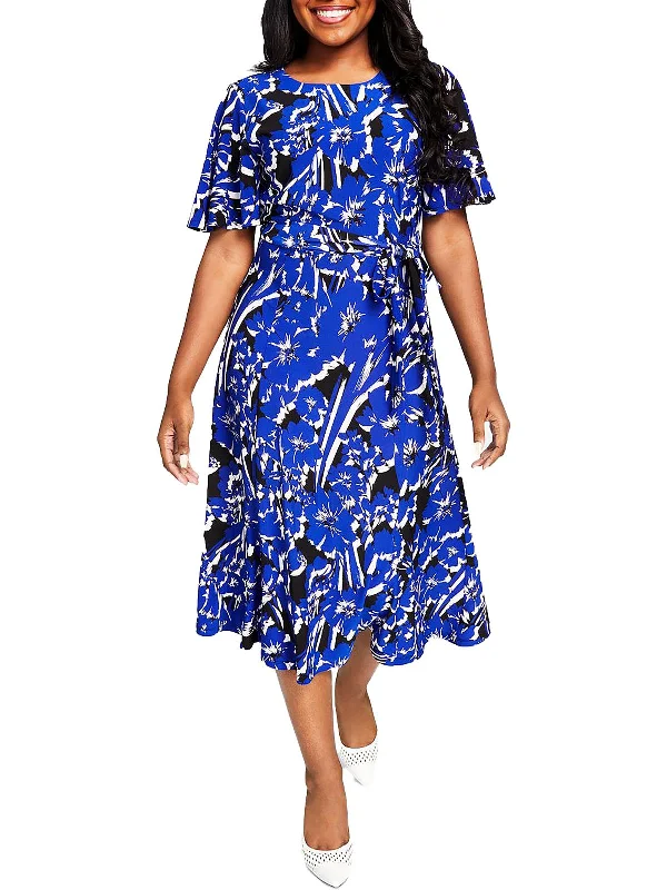 Unique Women's Fashion Pieces Womens Floral Midi Sheath Dress