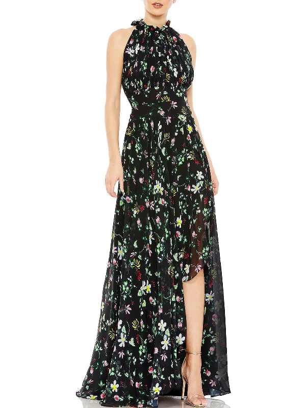 Affordable Women's Attire Womens Floral Print Maxi Evening Dress