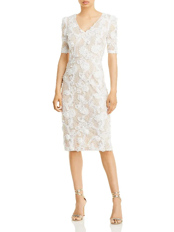 Women's Evening Attire Womens Lace Knee-Length Cocktail and Party Dress