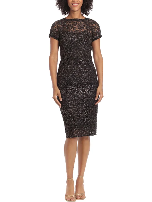 Weekend Sale Womens Lace Metallic Cocktail and Party Dress