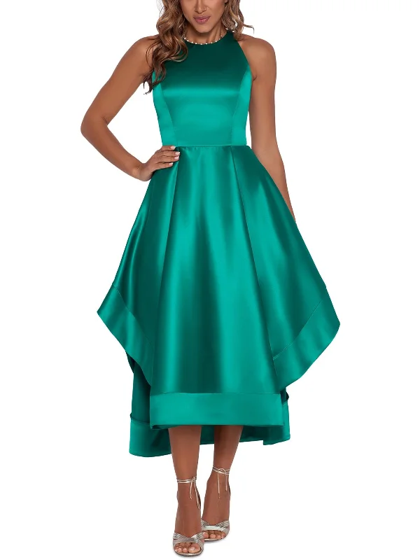 Timeless Women's Apparel Womens Satin Hi-Low Halter Dress