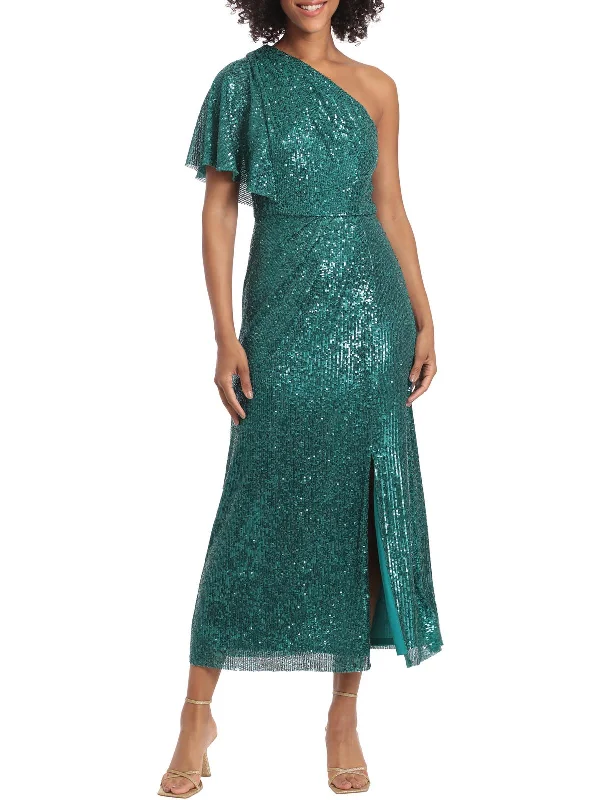 Clothing Sales Womens Sequined One-shoulder Cocktail and Party Dress