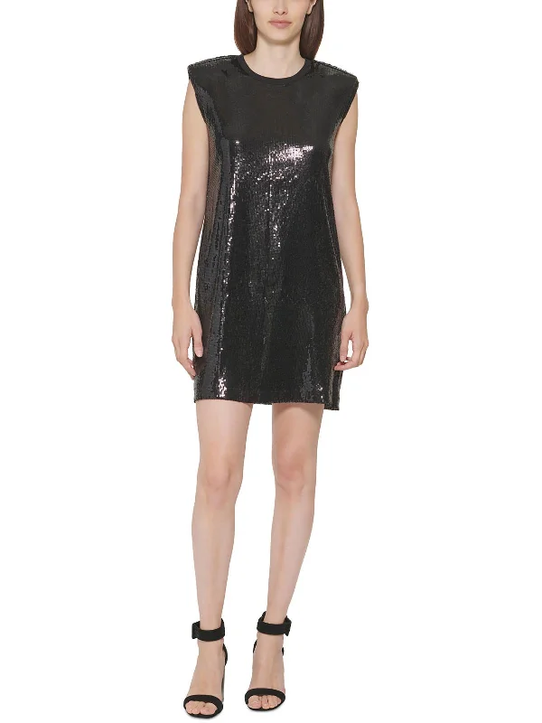 Clothing Sales Womens Sequined Sleeveless Shift Dress