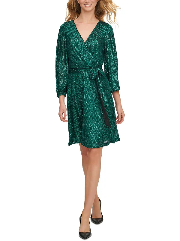 Women's Elegant Evening Outfit Womens Sequined V-Neck Cocktail and Party Dress