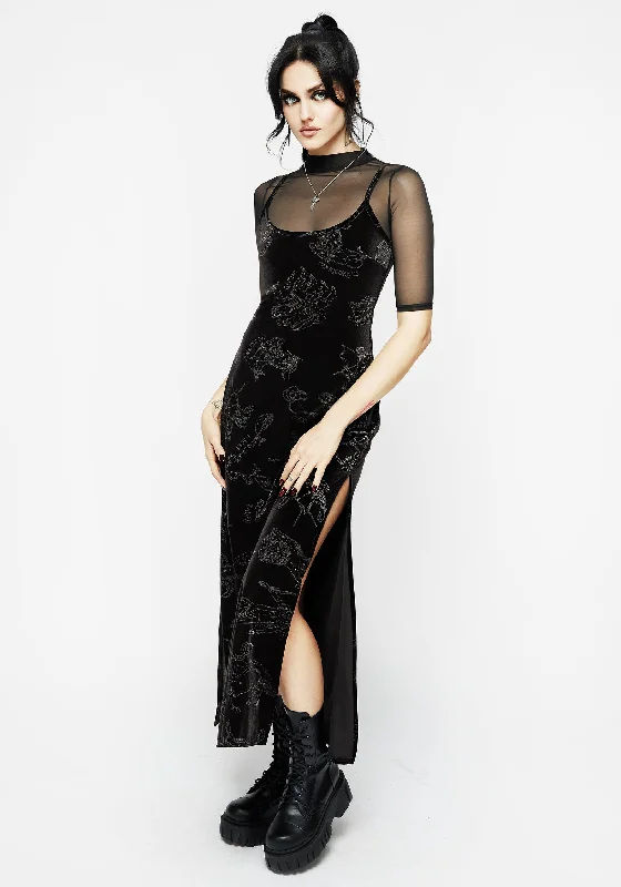 Women's Trendy Garments Zodiac Foil Print Velour Slip Gown